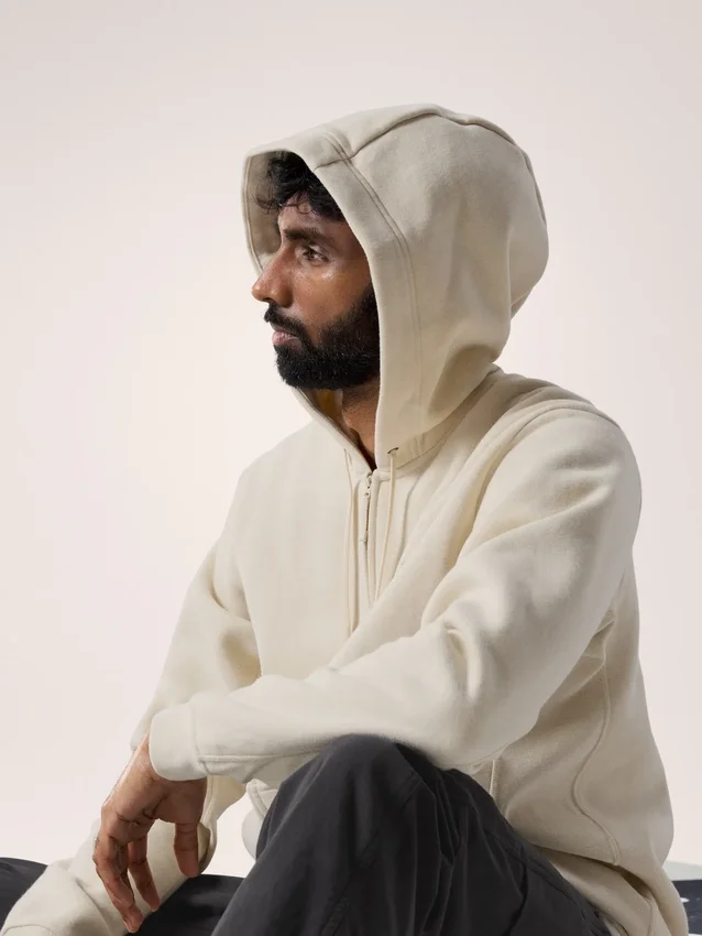 Emblem Fleece-hettetrøje med fuld lynlås til mænd