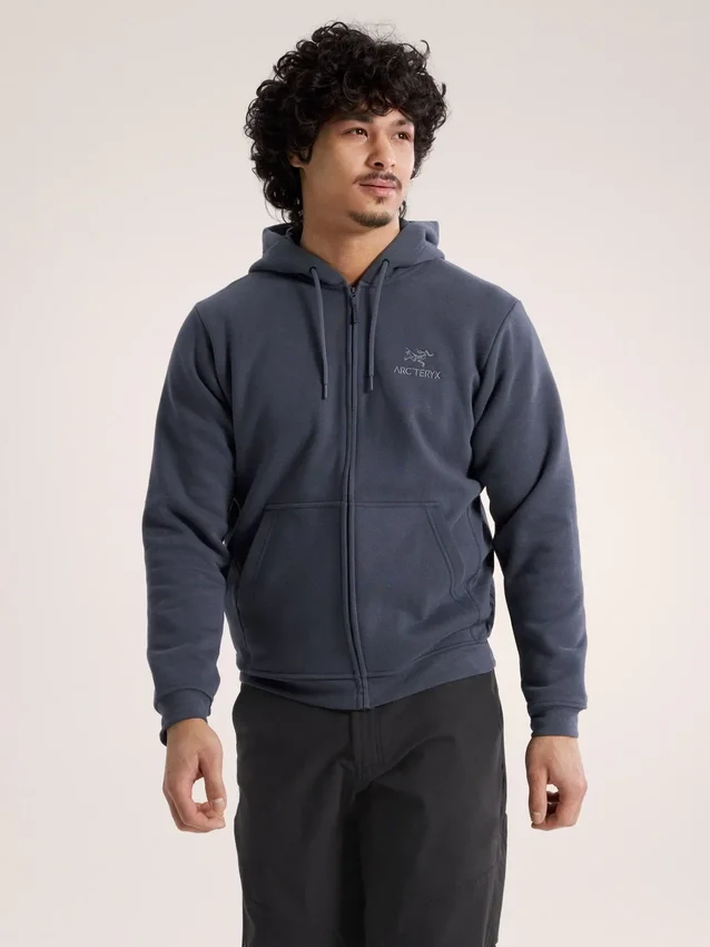 Emblem Fleece-hettetrøje med fuld lynlås til mænd