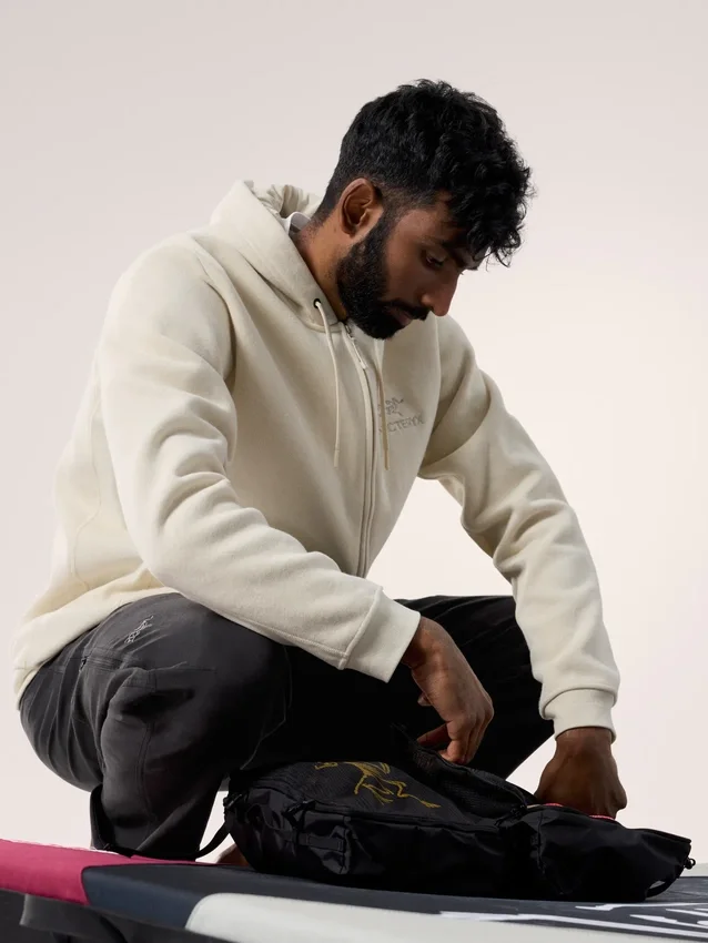 Emblem Fleece-hettetrøje med fuld lynlås til mænd