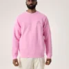 Emblem fleece-trøje med rund hals til mænd