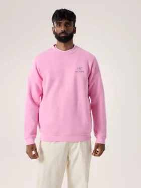 Emblem fleece-trøje med rund hals til mænd