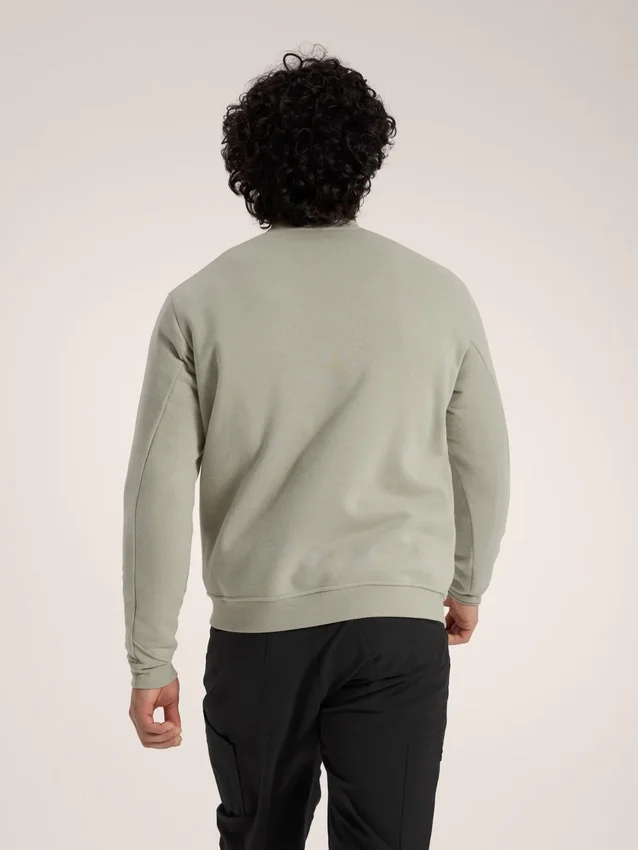 Emblem fleece-trøje med rund hals til mænd