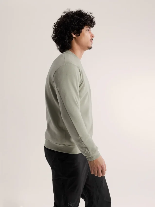 Emblem fleece-trøje med rund hals til mænd
