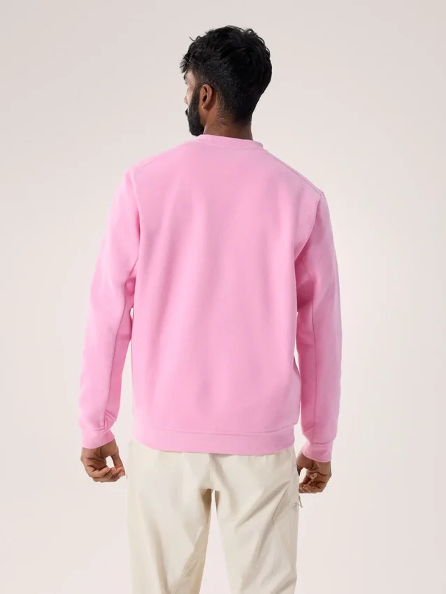 Emblem fleece-trøje med rund hals til mænd
