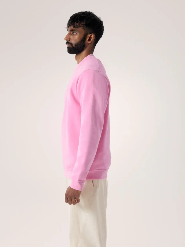 Emblem fleece-trøje med rund hals til mænd