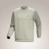 Emblem fleece-trøje med rund hals til mænd