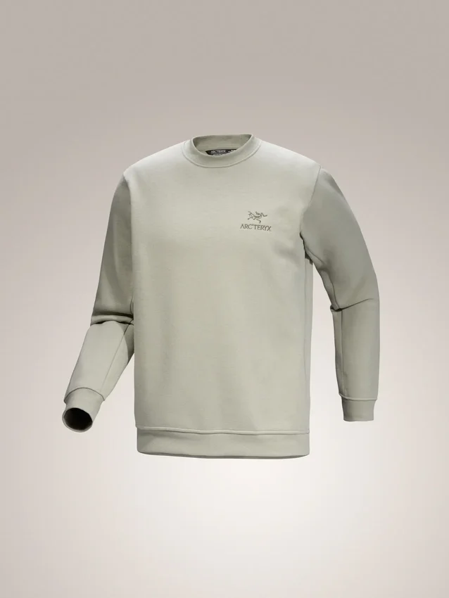 Emblem fleece-trøje med rund hals til mænd