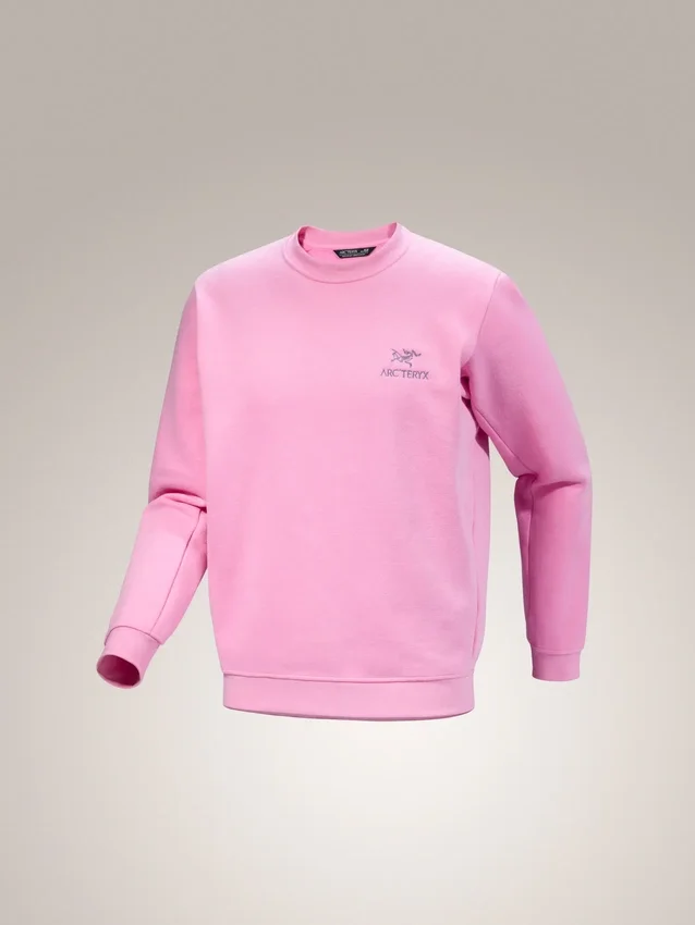 Emblem fleece-trøje med rund hals til mænd