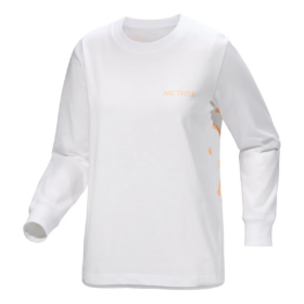 Kragg Cotton Bird langærmet T-shirt med rund hals "White Orange"
