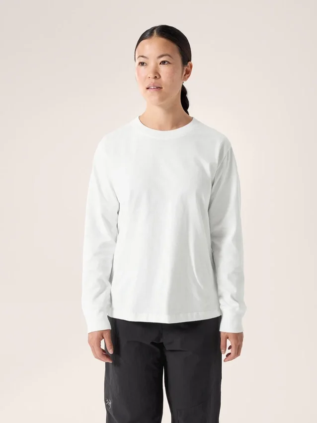 Kragg Cotton Bird T-shirt med rund hals og lange ærmer til kvinder