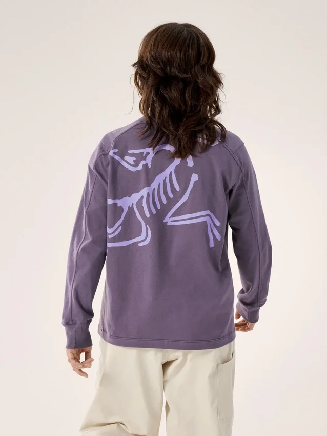 Kragg Cotton Bird T-shirt med rund hals og lange ærmer til kvinder