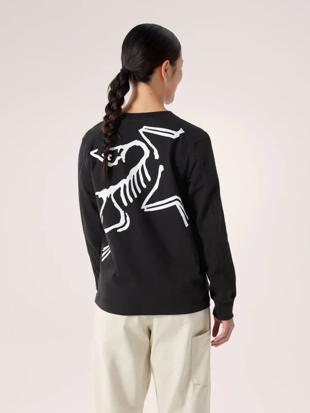 Kragg Cotton Bird T-shirt med rund hals og lange ærmer til kvinder