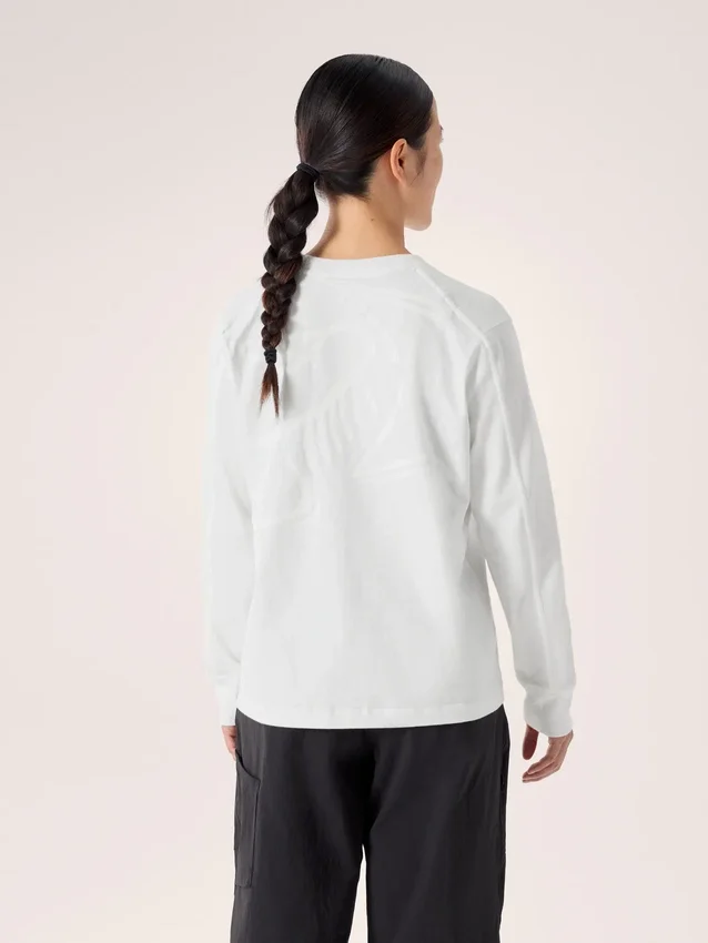 Kragg Cotton Bird T-shirt med rund hals og lange ærmer til kvinder