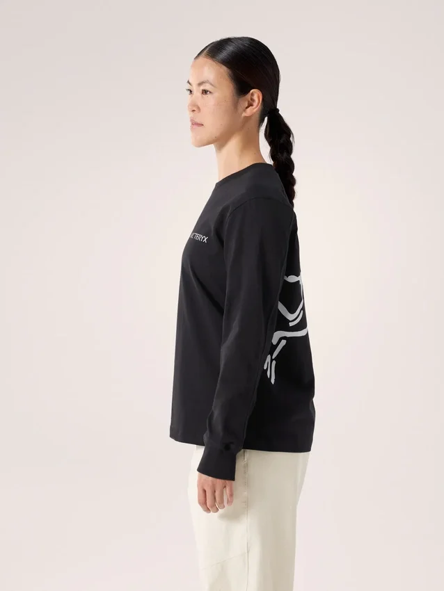 Kragg Cotton Bird T-shirt med rund hals og lange ærmer til kvinder