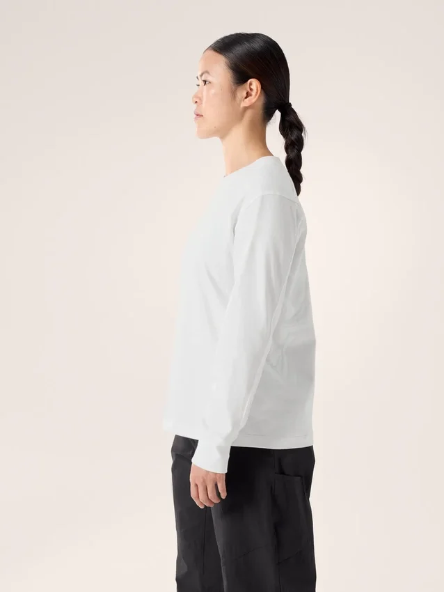 Kragg Cotton Bird T-shirt med rund hals og lange ærmer til kvinder